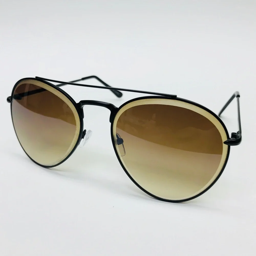 Aviator Sunglasses‎ Round Frame Brown Lens Fashion Sun Glasses Retro 80's 90's